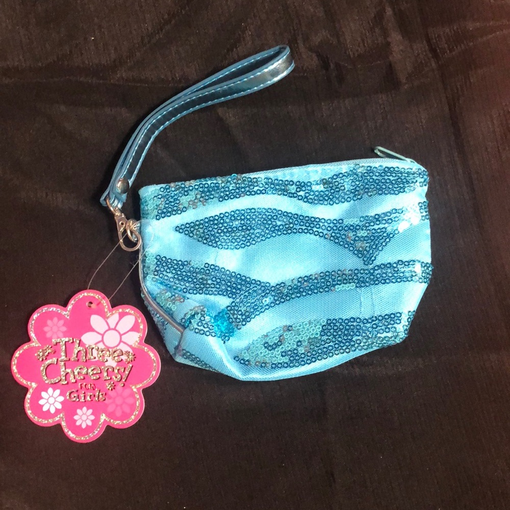 Sequin ice blue wristlet